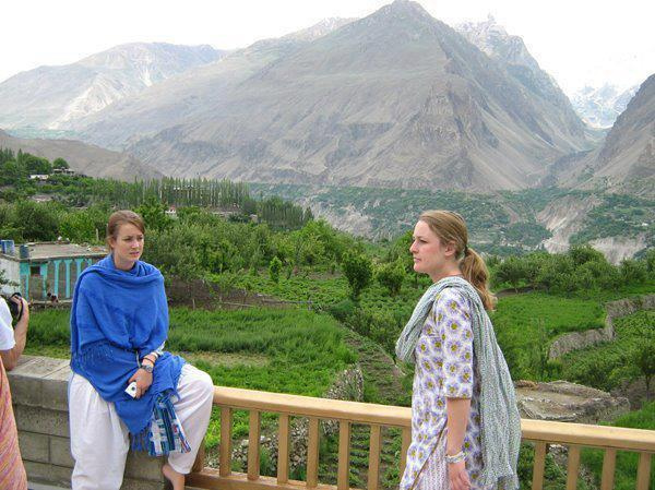 Foreign tourists in traditional Pakistani dress,