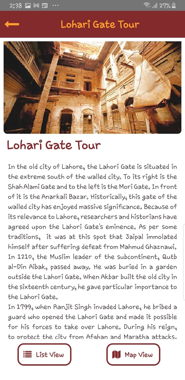 Lahori Khoji-An App for Guided Tours of Walled City of Lahore