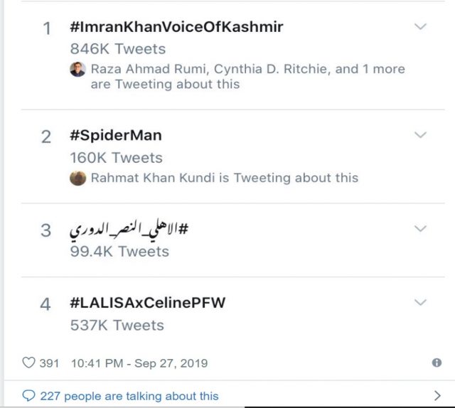 Imran Khan Voice Of Kashmir IN TWITTER