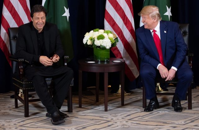 President Donald Trump and Prime Minister Imran Khan meet