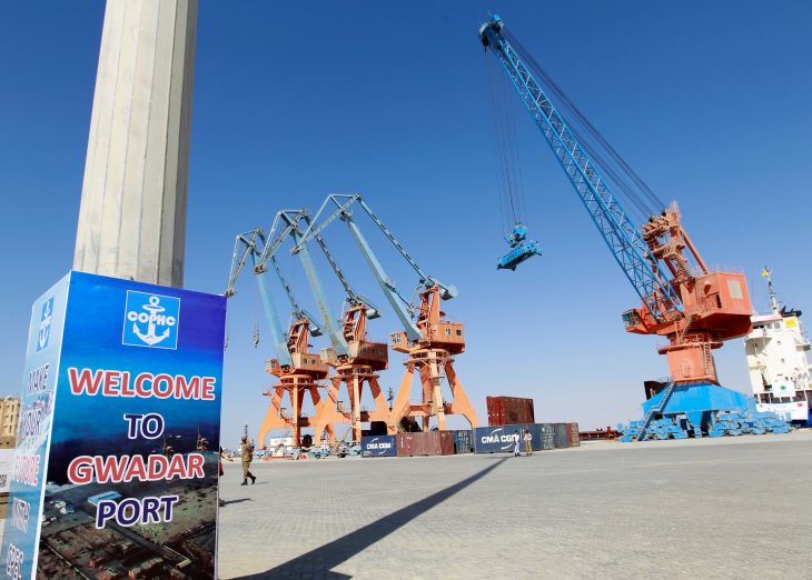 A general view of the port before the inauguration of the China Pakistan Economic Corridor port in Gwadar