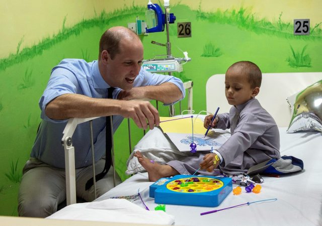 Britain's Prince William and Catherine, Duchess of Cambridge visit a 5-year-old Muhammed Sameer at the Shaukat Khanum Memorial Cancer Hospital in Lahore, Pakistan October 17, 2019.