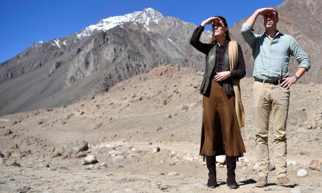 Britain's Prince William and Catherine, Duchess of Cambridge visit the Chiatibo glacier in the Hindu Kush mountain range in the Chitral District of Khyber-Pakhtunkhwa Province in Pakistan, October 16, 2019.