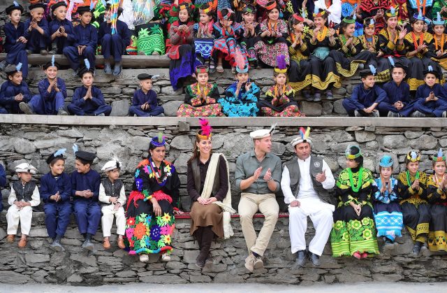 Britain's Prince William and Catherine, Duchess of Cambridge visit a settlement of the Kalash people in Chitral, Pakistan, October 16, 2019.