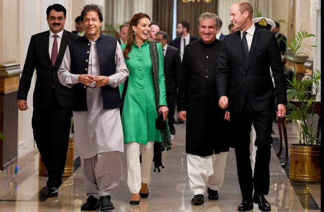 Britain's Prince William and Catherine, Duchess of Cambridge attend a meeting with Pakistan's Prime Minister Imran Khan in Islamabad, Pakistan, October 15, 2019.