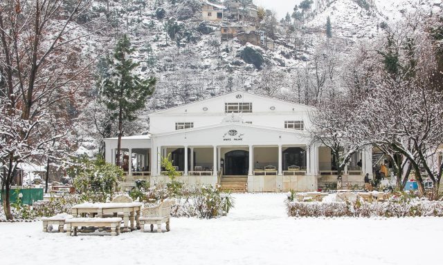 A majestic view of the White Palace in Marghuzar valley