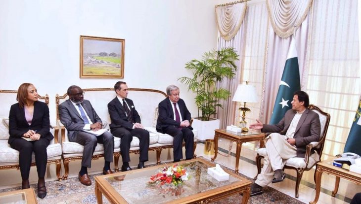 UN Secretary General Antonio Guterres with his team meeting with Prime Minister Imran Khan