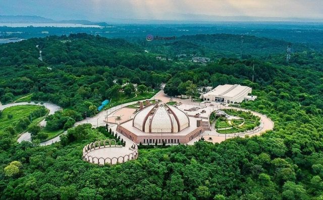 Beautiful Aerial View of Islamabad Monument in Awesome Weather