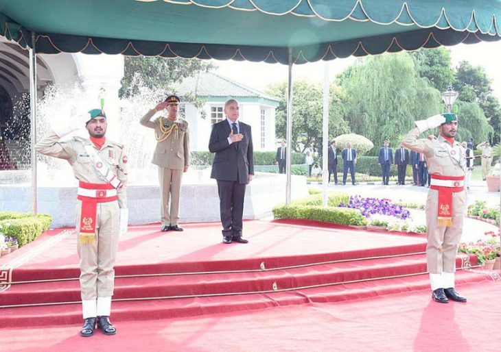 Prime Minister Mian Shehbaz Sharif receiving Guard of Honour