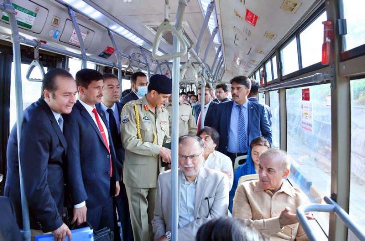 Prime Minister Mian Shehbaz Sharif visiting Islamabad Metro Bus Service